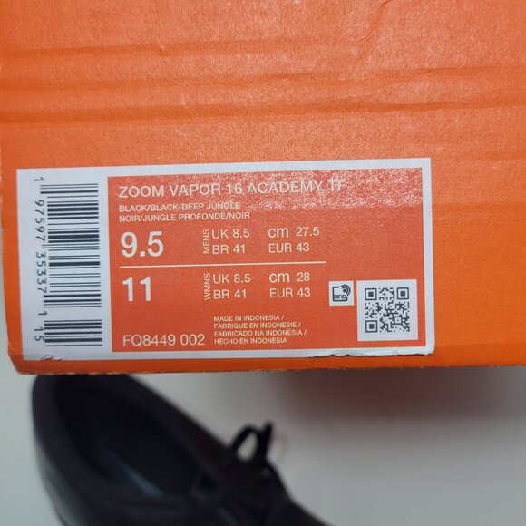 Nike Zoom Mercurial Vapor 16 Academy Tf Black-Deep Jungle Sz 9.5 [FQ8449-002] - Picture 8 of 16